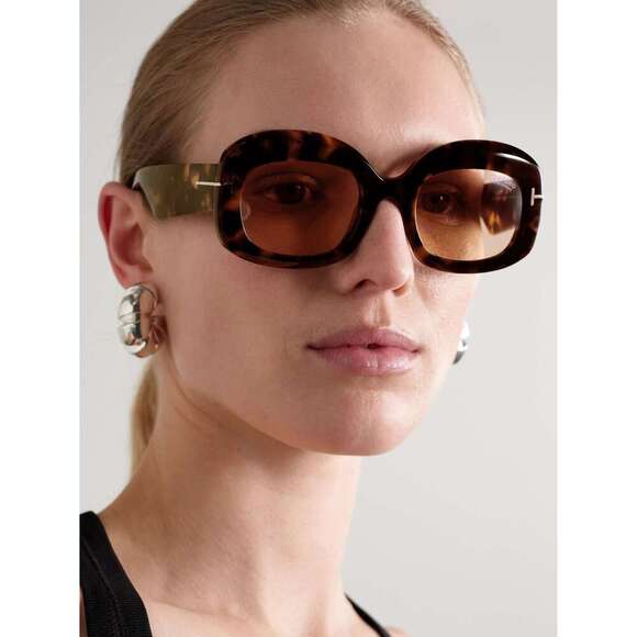 NWT Tom Ford FT1219 Dark Havana Oval 53mm Sunglasses main image 4
